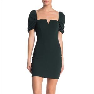 Bailey Blue V-Wire Puff Sleeve Scuba Crepe Dress